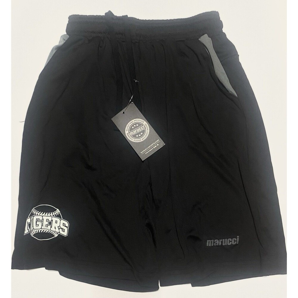 Marucci Black Tigers Sports Athletic Shorts Size Youth L Zip Drawstring 2 Pair